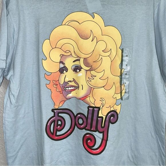 Dolly Parton Women's Blue Round Neck Short Sleeve Tops Size Medium - Picture 3 of 5